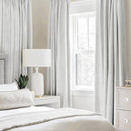 MIULEE Linen Textured Curtains for Bedroom Solid 100% Blackout Thermal Insulated Heathered White Grommet Room Darkening Curtains & Drapes Luxury Decor for Living Room Nursery 52 x 63 Inch (2 Panels)