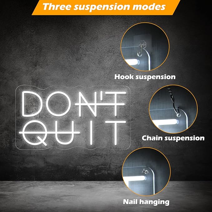 Don't Quit LED Neon Sign for Wall Decor, DO IT Neon Lights Party Decorations, USB Powered Switch Lighting Adjustable for Office, Gym, Man Cave, Gamer Room Decor