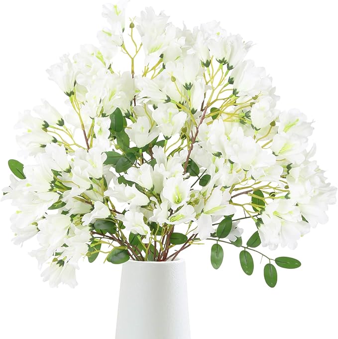 IPOPU 4Pcs Faux White Artificial Delphiniums, 24.8 Inch Long Stem Artificial Jacaranda Flowers for Tall Vases, Fake Delphiniums for Artificial Flower Arrangements, Home Party Decorations