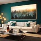 Large Artwork Foggy Forest Canvas Wall Art Landscape Mountain Painting Wall Art for Bedroom Living Room Kitchen Office Framed Wall Art 30x60 Inch