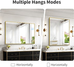 36x48inch Bathroom Mirror, Gold Rectangle Mirror with Thin Metal Frame, Large Rectangular Wall Mirrors for Bathroom, Living Room, Hair Salon, Big Farmhouse Mirror Hang Horizontal/Vertical