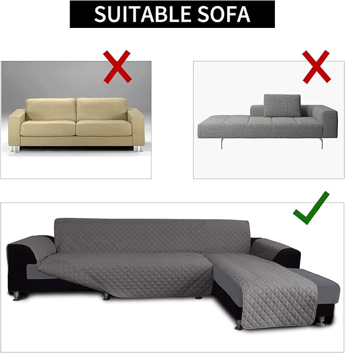 Easy-Going Sofa Slipcover L Shape Sofa Cover Sectional Couch Cover Furniture Protector Mat for Pets Dog Cat (X-Large,Gray/Gray)