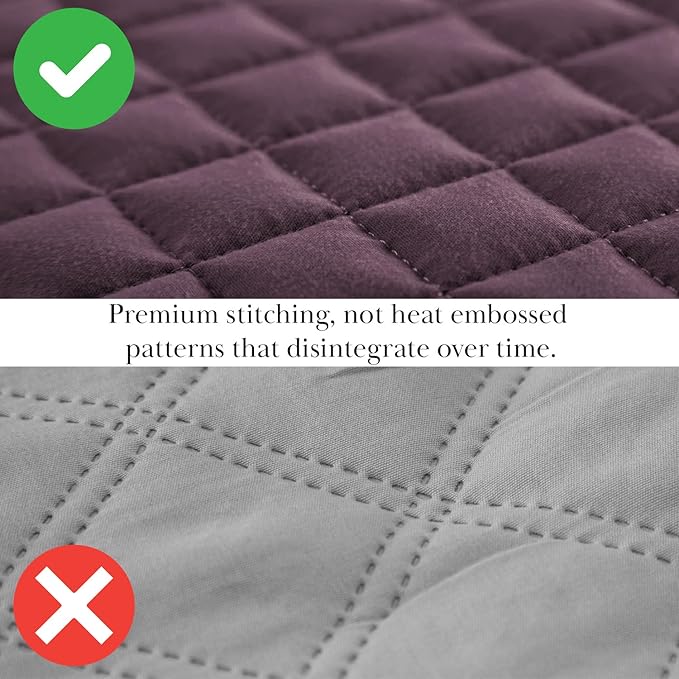 Southshore Fine Living, Inc. Twin XL Comforter Quilt Set, Dorm Bedding Essentials, Stain Resistant, Machine Washable Purple Bed Spread, Twin XL Quilt Bedspread Set with Matching Pillow Sham, Purple