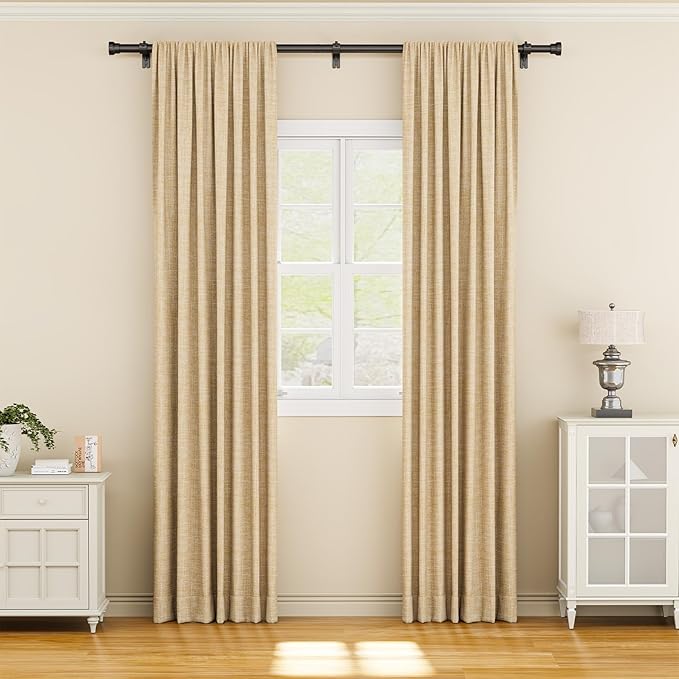 Curtain Rod 2 Pack 32-88 Inch, Heavy Duty 1 Inch Curtain Rod, Black Long Adjustable Window Treatment Rods, Modern Design, Easy Installation