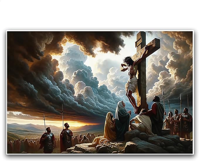 XWNLTEPK Christian Art Crucifixion Print Jesus on the Cross Art Wall Jesus Picture Modern Home Decor Canvas Wall Art Poster
