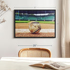 ElephantStock Baseball In Stadium Wall Art - Horizontal Framed Canvas - 1-Piece Living Room Wall Decor - Car Photography Canvas Print - Brown and Beige Decor for Wall - 25" X 17"