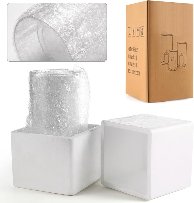 PHOSPHOR 9 PCS Glass Candle Holders for Pillar Candle Clear Glass Cylinder Centerpieces Vases Table Decoration Centerpiece Hurricane Candle Holder Glass