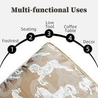 Unstuffed Pouf Cover Ottoman Footrest Animal Foot Stool Floor Bean Bag Floor Chair Storage for Living Room Bedroom Home Decor (Brown, 20 x 20 x 8 Inches Sqaure)