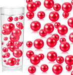 100PCS Watermelon Red Faux Pearls Beads for Centerpiece Vases, Vase Filler Faux Pearls, No Holes Filler Beads for Party Anniversary Birthday Wedding Table Decor, 14/20/30mm