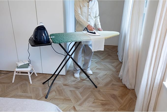 Brabantia - Ironing Board C - Extra Large Steam Unit Holder - Adjustable in Height - Non-Slip Rubber Feet - 100% Fair Trade Cotton Cover with Foam Layer - Foldable XL Unit - New Dawn - 49 x 18 inches