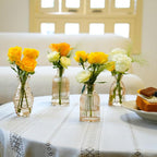 Champagne Bud Vases Set of 12 Amber Glass Vase for Decor Centerpieces, Small Ribbed Vases for Flowers Stripe Modern Bud Vases in Bulk Vintage Vases for Floral Wedding Party Table Decoration Home Decor