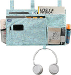 Surblue Bedside Caddy Hanging Bed Organizer Storage Bag Pocket for Bunk and Hospital Beds, College Dorm Rooms Baby Bed Rails, Camp 8 Pockets, (Large, Cartoon)