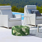 LVTXIII Outdoor/Indoor Round Inflatable Ottoman, All Weather Patio Footstool, Portable Footrest Seat for Patio Garden, Camping or Home, 21"x21"x9", Swaying Palms Green