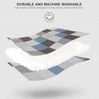 PANGUSHAN 100% Cotton Quilt Set Queen Size, Patchwork Plaid Queen Quilt Bedding Set Bedspreads, Farmhouse Lightweight Comforter Reversible Quilt, Blue/Brown Bed Spread for Queen Bed, 3 Pieces