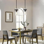 Farmhouse Hammered Hand-Blown Glass Pendant Light, Black Pendant Lights Kitchen Island, Modern Pendant Light Fixtures Island Lights for Kitchen Dining Room Light for Farmhouse Pendant Lighting 1 Pack