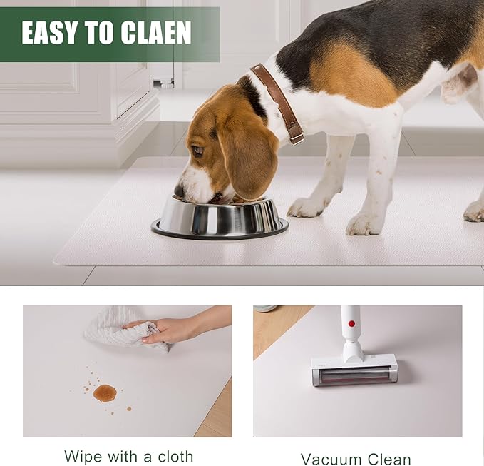 Runner Rug for Hallway, 3' x 10' Waterproof Area Rug for Living Room, Non-Slip Vinyl Hard Floor Protector Mat for Under Dining Table, Runner Rug for Entryway, Indoor Outdoor Mat (White)