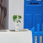 POPETPOP Tall Urn Vase Retro White Metal Urn Planter Pedestal Flower Pot Rustic Farmhouse Flower Holder for French Country Style Home Table Centerpiece Decor，5.9x5.9x7.47 inches