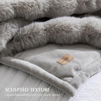 EVERGRACE Ultra Soft Luxury Fluffy Ridgeline Faux Rabbit Fur Throw Blanket, Thick Warm Bubble Throw for Bed, Cozy Plush Reversible Blankets for Couch, Chair, Sofa, Taupe, 60x80 Inches, 870 GSM