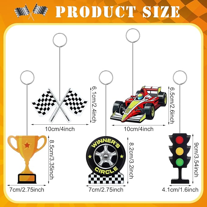 5 Pcs Racing Car Photo Balloon Holder Table Centerpieces Holders Racing Themed Decoration Place Card Holder Photo Clips Holder for Home Birthday Wedding Party Decor