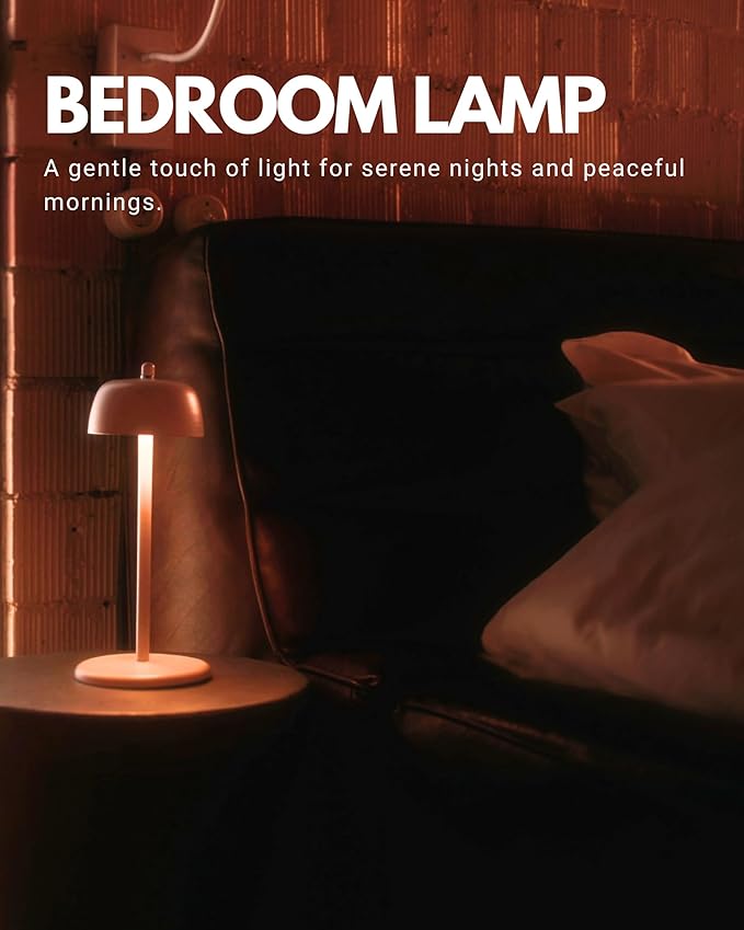 Flicker Cordless LED Table Lamp with 3-Level Brightness, Rechargeable Battery, Perfect for Patio, Bedside, Restaurants, and Ambient Lighting - Modern Design (White)