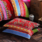 ABREEZE Bohemian Duvet Cover Set Colorful Red Boho Retro Bedding Set Damask Paisley Cotton Duvet Cover Tribal Reversible Bedding Exotic Style Comforter Cover 3-Piece Queen