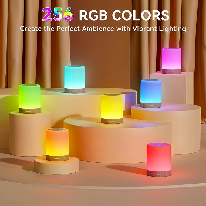 Night Light for Kids Baby, Dimmable Touch Lamp for Nursery, 11 RGB Colors 5 Brightness, Portable Rechargeable Bedside Table Lamp for Nightstand, Kids Night Light for Bedroom Living Room, Dark Brown