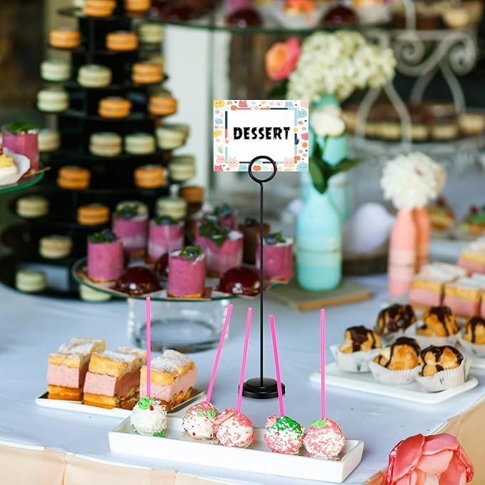 20 Pcs Table Number Holders 4/6/8/10 Inch Place Card Holder Stands Wire Photo Clips Metal Table Card Stands for Centerpieces, Photos, Food Signs, Birthdays, Weddings(Black)