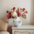 Rustic Farmhouse Vase, Ceramic Terracotta Vase with Handle, 6 inch Pottery Decorative Flower Vases for Home Decor, Table, Living Room, Bathroom, Shelf, Mantel Decor Grey