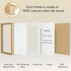 IBUYKE 11 x14 Picture Frame,Solid Oak Wood 11x14 Photo Frame with Mat to 8x10,11x14 Picture Frames With Tempered Glass,Wall Mount Display,Home Decor,Natural Oak 14 x 11 Frame,UWPF1114N