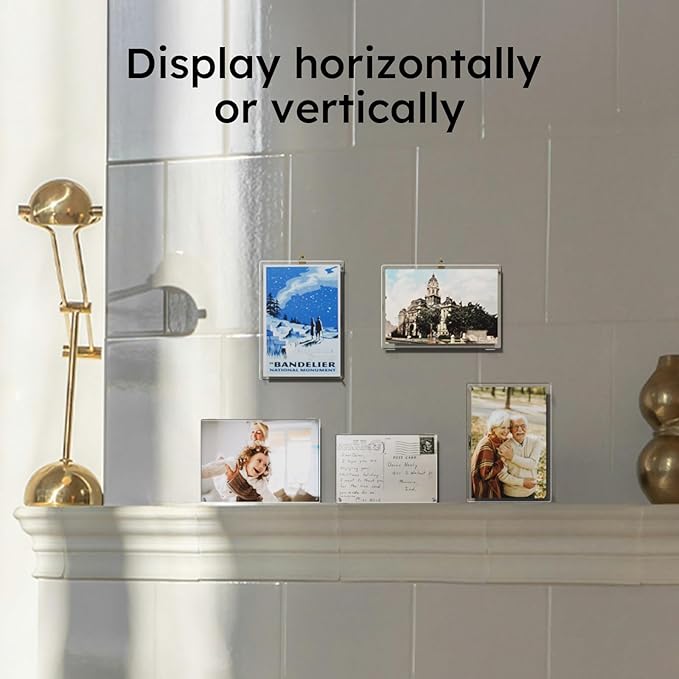 AITEE 4x6 Acrylic Picture Frames 3 Pack: 20% Thicker Block, Clear Picture Frames Freestanding Double Sided Magnetic Acrylic Lucite Frameless Transparent Square Photo Frame Gift for Wall and Desktop Display