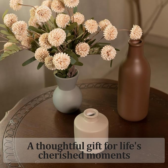 Ceramic Flower Vase, Small Vase for Centerpieces, Modern Vases for Home Decor- 3 Pcs