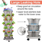 Vertical Planter, 7 Tier Stackable Strawberry Planter with Garden Tool Set, Movable Indoor/Outdoor Garden Herb Pot for Growing Vegetables and Succulents, Gray