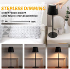 Maksone 2 Pack RGB Cordless Table Lamp, 6600mWh Rechargeable Battery Desk Lamp, 3000K Stepless Dimming and Led Color Changing Night Light, IP54 Waterproof Outdoor Portable Lamp for Patio (Black)