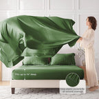 MUXHOMO 5 Pieces Twin Comforter Set, Seersucker Bed in a Bag Twin Size, All Season Luxury Bedding Set with Comforter, Flat Sheet, Fitted Sheet, Pillowcase & Sham, Dark Green