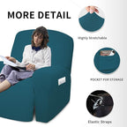 Easy-Going 4 Pieces Oversized Recliner Stretch Sofa Slipcover Sofa Cover Furniture Protector Couch Soft with Elastic Bottom Polyester Spandex Jacquard Fabric Small Checks Peacock Blue,X-Large