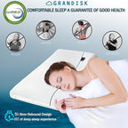 Grandisk Memory Foam Pillows for Neck Pain Relief Dual Core Side Back Stomach Cervical Pillow with Ergonomic