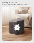 Blissful Diary Flower Pouf Ottoman, Comfy Floral Ottoman for Living Room, Bedroom, Kids Room, Charm Floor Pouf for Home Decor, Full Foam Filling Foot Rest for Couch, Dark Grey