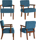 Accent Chair Set of 2 with Table, Living Room Chairs with Soft Seat and Armrests for Living Room Bedroom Reading Room Waiting Room, Lake Blue (AC01)