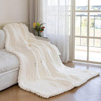 Chunky Knit Blanket - Luxury Soft Cozy 60 * 80 Throw Blanket,100% Woven Blanket Rope Knot Throw Blanket for Couch, Sofa, Home Decor, Gift - Machine Washable（Milk White）