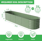 Raised Garden Bed Kit 8×2×1.4 FT Magnesium-Aluminum-Zinc Stainless Steel Metal Planter Box for Planting Outdoor Plants Vegetables（Light Green）