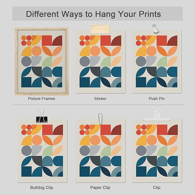 SIGNWIN Adhesive Canvas Poster Mid-Century Modern Colorful Geometric Polygons Abstract Geometric Digital Art Modern Art Decorative Zen Relax/Calm Multicolor Minimalism for Bedroom - 12"x16"x4