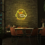 Duck Neon Sign, HSJNJKFU Neon Signs for Wall Decor Yellow Duck Animal Led Sign Light Up Sign for Room Birthday Party Home - LED Neon USB Powered