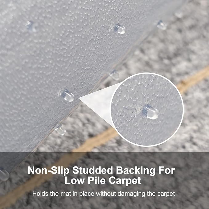 Heavy Duty Office Chair Mat for Carpet 45"x54" PVC Material Chair Mat for Carpeted Floor Slip Resistant Carpet Protector for Home Office Easy Glide Desk Floor Mat for Office Chair on Carpets(Clear)