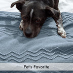 MIULEE Dusty Blue Cozy Knitted Throw Blanket for Couch Textured Knit Blanket with Tassels Woven Acrylic Wave Pattern Boho Blankets for Sofa Bed Chair 50"x60"