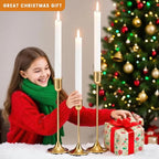 Brass Gold Candle Holder - 3 PCS Taper Candlestick Holders - Vintage Candle Stick Holders - Modern Home Decor Centerpiece - Cozy Atmosphere Gift for Home Decor, Wedding, Housewarming Gift