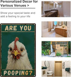 ALKB Chicken Metal Sign for Bathroom Decor - 8x12 Inch Are You Pooping Vintage Chicken Sign Gifts for Chicken Owners