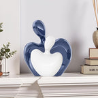 XMGZQ Blue and White Ceramic Couple Figurines Home Decor Accent,Wedding Engagement Romantic Gift for Husband Wife,Large Male and Female Love Statue Valentine's Day Birthday,Abstract Hugging Couple