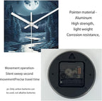 XFM Black Wall Clock 16 Inch Silent Wall Clocks Battery Operated Clocks Moon Night Forest Wall Clock Modern Halloween Decorative for Living Room Kitchen Bedroom