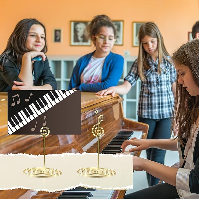 24 Pcs Gold Musical Note Photo Holders Table Number Photo Clips Holder Music Note Decoration Name Place Card Stand for Centerpieces Wedding Reception, Party, Birthday