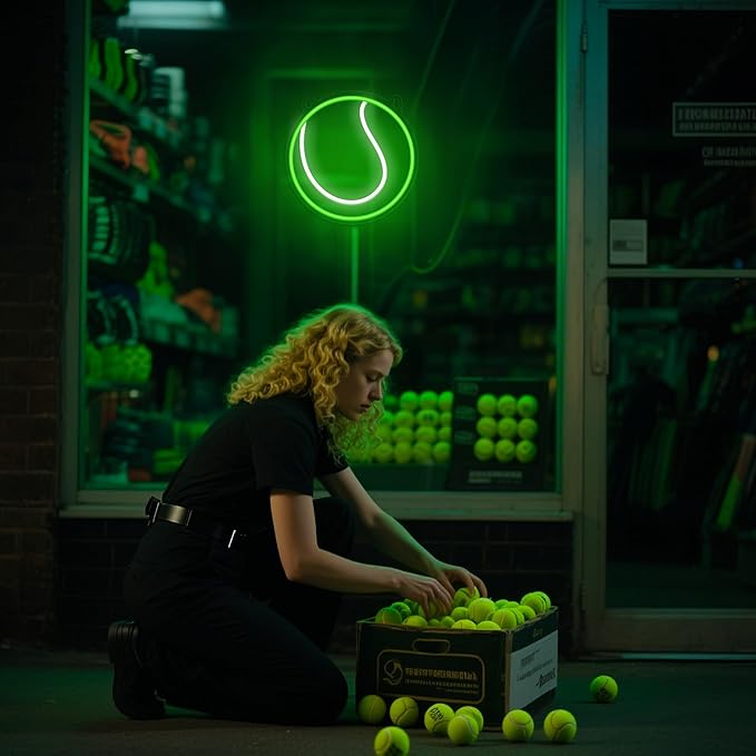 Tennis Neon Sign - Dimmable Sport Wall Decor With USB Power, Tennis Gifts for Women & Men, LED Neon Lights for Girls Women Man Tennis Fan Accessories Decor Stuff